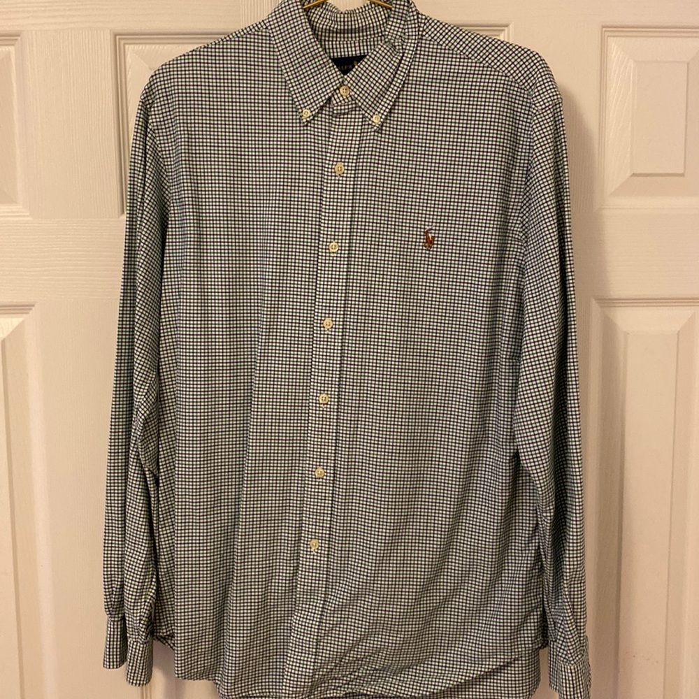 Green and blue checkered Ralph Lauren shirt